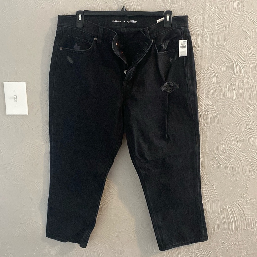 High Rise Distressed Black Jeans